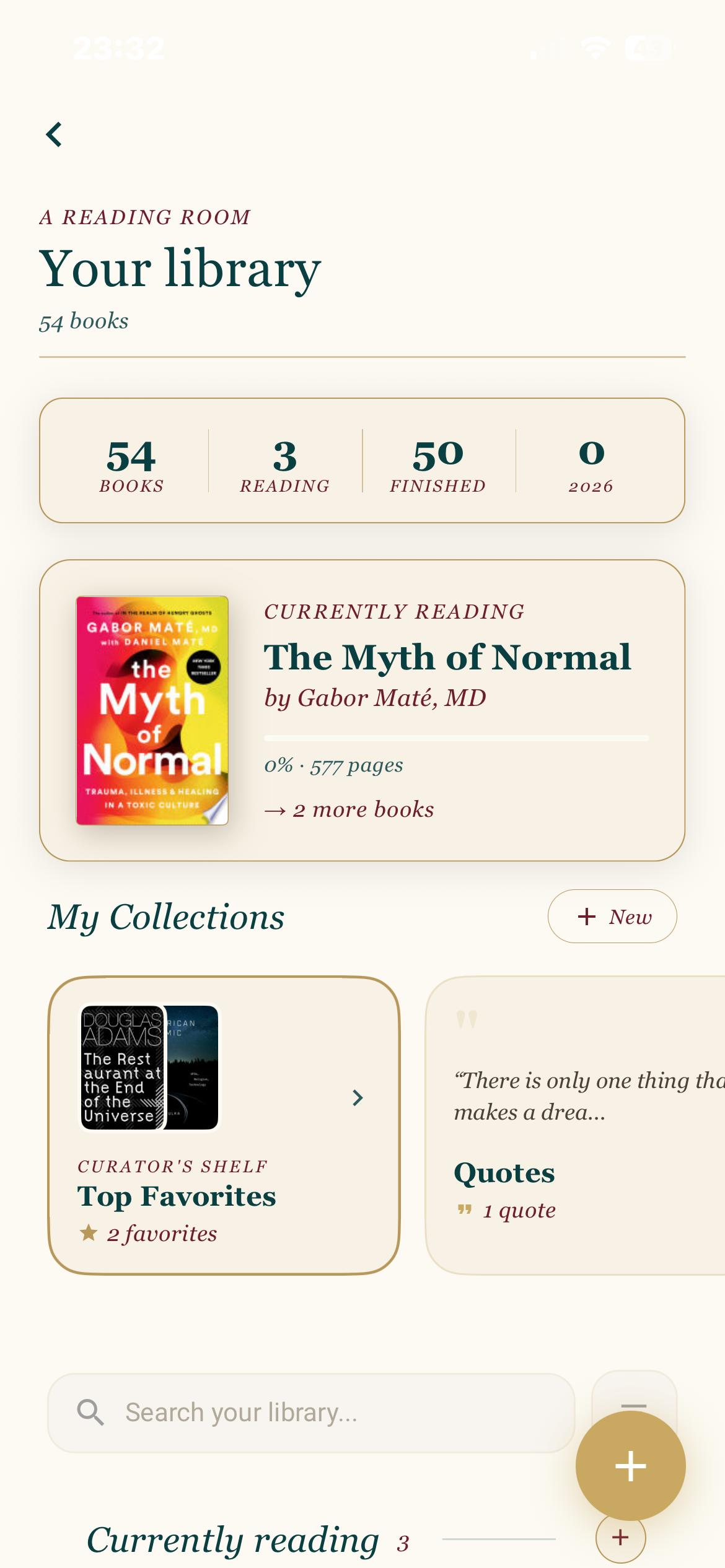 A Reading Room — 54 books, currently reading, and curated collections.